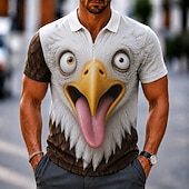  Bărbați Animal Desene 3D Tricouri polo Tricouri polo cu fermoar Manșon scurt Tricouri de polo Cămăși cu guler Casual În aer liber Îmbrăcăminte Atletică Imprimare 3D Material Plasă care Respiră Polo