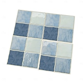abordables Papel pintado-24 adhesivos 3D para azulejos de pared, adhesivos autoadhesivos para salpicaderos con efecto de azulejo y patrón a cuadros, paneles de pared impermeables y removibles para cocina, dormitorio, sala de