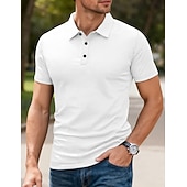 preiswerte Klassisches Poloshirt für Herren-Herren Poloshirts Polohemd aus Eisseide-Seersucker Lässig Straße Revers Kurzarm Basic Modern Einfach Jacquard Leicht Sommer Frühling Blau Weiß Schwarz Khaki Armeegrün Poloshirts