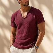 voordelige basis t-shirts-Voor heren T-shirt Katoenen T-shirt Korte mouw Strakke ronde hals Lente Alle seizoenen Effen Kleur Vintage Antiek Klassiek &amp; Tijdloos Met ruches Meerlaags Casual Dagelijks Wit Bordeaux Grijs Top