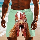  Per uomo Animale Gallo Costumi da bagno Costumi da bagno Pantaloncini da bagno Pantaloncini da Surf Misura del girovita medio Divertente Quotidiano All'aperto Tasche Laterali fodera in rete Coulisse