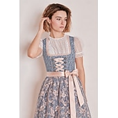 cheap Dirndl Dresses-Oktoberfest Dirndl Dress Midi Length Lace Maid Romantic Bavarian Munich Wiesn Women's Traditional Style Cloth Without Blouse (60CM)