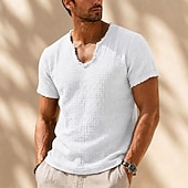 voordelige basis t-shirts-Voor heren T-shirt Katoenen T-shirt Korte mouw Strakke ronde hals Lente Alle seizoenen Effen Kleur Vintage Antiek Klassiek &amp; Tijdloos Met ruches Meerlaags Casual Dagelijks Wit Bordeaux Grijs Top