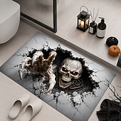  Halloween 3D Optical Illusion Doormat Skeleton Hand Front Door Mat Cracked Floor Skull Indoor Outdoor Entrance Rug Scary Halloween Porch Decor