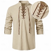  Medievale Rinascimento Camicia Lunghe Pirata Vichingo Costume Per uomo Halloween Carnevale Performance LARP Fiera Rinascimentale Adulti Camicia