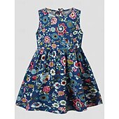 abordables Robes Décontracté-Enfants Fille Robe Graphic Sans Manches Formel Extérieur Soirée Mode Le style mignon Nylon Eté Printemps 4 ans et + 8011A-75 fleur rose riche 8011A-73 autocollant rouge 8011A-74 autocollant bleu