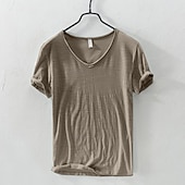  Hombre Camiseta de algodón Camiseta superior Manga Corta Mangas cortas Escote en Pico Verano Todas las Temporadas Plano Moda Design Básico Estilo clásico Básico Casual Vacaciones Calle Azul Piscina