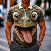  Bărbați Animal Desene 3D Tricouri polo Tricouri polo cu fermoar Manșon scurt Tricouri de polo Cămăși cu guler Casual În aer liber Îmbrăcăminte Atletică Imprimare 3D Material Plasă care Respiră