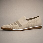 cheap Slip-On Casual Shoes-Men's Knit Slip-On Shoes, Breathable Woven Casual Loafers for Walking, Travel and Everyday Wear