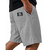 abordables Clásico-Hombre Pantalón corto Pantalones cortos de lino Pantalones cortos de verano Pantalones cortos casuales Correa Cintura elástica Un Color Comodidad Ligero Longitud de la rodilla Casual Diario Exterior