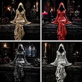  Halloween Gothic Lady Reaper Ethereal Hooded Figure Sculpture Faceless Ghost Decor,  Dark Home Decor, Shelf Sitter for Bookshelf, Office, Room, Halloween Party Decoration