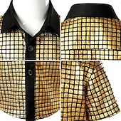 cheap Tops-Retro Vintage 1970s Disco Shirt Short Sleeves Shiny Metallic Fancy Dress Men's Carnival Costume Halloween Carnival Masquerade Music Festival Party / Evening Nightclub Adults' Shirt Spring &amp; Summer