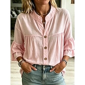  Per donna Blusa Volant Semplice Elegante Casual Senza Maniche Collo alla coreana Top Regolari Casuale Quotidiano Bianco Giallo Rosa Verde Estate Primavera