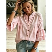  Per donna Blusa Volant Semplice Elegante Casual Senza Maniche Collo alla coreana Top Regolari Casuale Quotidiano Bianco Giallo Rosa Verde Estate Primavera