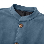 cheap Faux Suede Jackets-Men's Lightweight Jacket Casual Jacket Faux Suede Jacket Going out Soft Buckle Spring &amp;  Fall Casual Stand Collar Regular Light Khaki Black Navy Blue Khaki Army Green Jacket