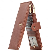 cheap Card Holders &amp; Cases-RFID Blocking Bifold Purse Credit Card Holder PU Leather Billfold Card Holder Wallet Double Zipper Hasp Card Purse