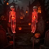 cheap Outdoor &amp; Yard Displays-Solar Powered Skeleton Skeleton Ground Stake Lights, Outdoor Garden Yard Glowing Decorative Landscape Lamp for Halloween Holiday Party Atmosphere Decor