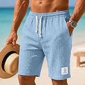 economico Vacanza-Per uomo Shorts Pantaloncini Estivi Shorts da Spiaggia Pantaloncini casual Coulisse Elastico in vita Tinta unica Testurizzato Comodità Traspirante Corto Casuale Quotidiano All'aperto Moda Retr