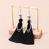 cheap Wearables &amp; Dress-Up-1/2 Pair of Halloween Skeleton Bride Tassel Earrings, Gothic Skull Dangle Drop Earrings for Women, Zinc Alloy Halloween Jewelry, Ghost Festival, Cosplay Costume Party Accessories