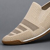 cheap Slip-On Casual Shoes-Men's Knit Slip-On Shoes, Breathable Woven Casual Loafers for Walking, Travel and Everyday Wear