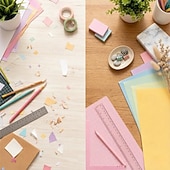 preiswerte Nähen, Stricken und Häkeln-5/7-teiliges Set mit Ausrichtungshilfen aus Papier für die Kartenherstellung, inklusive Aufbewahrungsetui, farbcodierte Werkzeuge mit Größenmarkierungen
