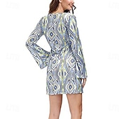 abordables Robes-Rétro Vintage Hippie Années 1970 Robe Manches Evasées Hippie Géométrique Déguisement Femmes Mascarade Soirée &amp; Fête Défilé de la Fierté Mois des Fiertés Adulte Robe