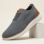ieftine Pantofi casual cu șireturi-Pantofi sport casual business pentru bărbați, respirabili, tricotați, cu șireturi, ușori și confortabili, pentru birou, călătorii, plimbări zilnice, ținute smart casual și weekend
