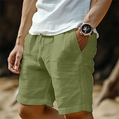 economico retrò-Per uomo Shorts Shorts di Lino Pantaloncini Estivi Coulisse Tasca Elastico in vita Semplice Comodità Traspirante Corto Casuale Quotidiano Ferie Moda Stile Classico Nero Bianco