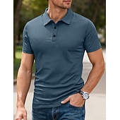 preiswerte Klassisches Poloshirt für Herren-Herren Poloshirts Polohemd aus Eisseide-Seersucker Lässig Straße Revers Kurzarm Basic Modern Einfach Jacquard Leicht Sommer Frühling Blau Weiß Schwarz Khaki Armeegrün Poloshirts