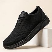 ieftine Pantofi casual cu șireturi-Pantofi sport casual business pentru bărbați, respirabili, tricotați, cu șireturi, ușori și confortabili, pentru birou, călătorii, plimbări zilnice, ținute smart casual și weekend
