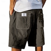 baratos Calções Estilo Casual-Homens Calção Shorts de verão Shorts casuais Shorts de veludo cotelê Com Cordão Bolsos Cintura elástica Tecido Conforto Respirável Curto Ao ar livre Férias Desporto Casual Cáqui Preto