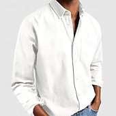  Ανδρικά Πουκάμισο Casual πουκάμισο Πουκάμισο με κουμπιά Λευκό Μαύρο Ανθισμένο Ροζ Ρουμπίνι Βαθυγάλαζο Μακρυμάνικο Σκέτο Πέτο Causal Καθημερινά Μπροστινή τσέπη Ρούχα Βαμβάκι Ελαστίνη