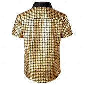cheap Tops-Retro Vintage 1970s Disco Shirt Short Sleeves Shiny Metallic Fancy Dress Men's Carnival Costume Halloween Carnival Masquerade Music Festival Party / Evening Nightclub Adults' Shirt Spring &amp; Summer