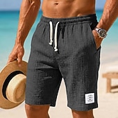 economico Vacanza-Per uomo Shorts Pantaloncini Estivi Shorts da Spiaggia Pantaloncini casual Coulisse Elastico in vita Tinta unica Testurizzato Comodità Traspirante Corto Casuale Quotidiano All'aperto Moda Retr