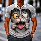 ieftine Polo cu imprimeu animal pentru bărbați-Bărbați Vacă Desene 3D Tricouri polo Polo cu fermoar Manșon scurt Răsfrânt Casual / Sport Casual Zilnic Sporturi &amp; Exterior Imprimare 3D Vară Primăvară Toamnă 1# 2# 3#