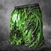  Voor heren dier Draak Lange zwembroeken Badpakken Zwembroeken Boardshorts Medium Taille Donkere Dagelijks Buiten Zijzakken Mesh voering Elastische tailleband met trekkoord Ontwerper Kleding