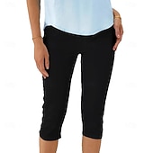  Women's Capri Pants Leggings Elegant Vacation Capris High Waist Plain Comfort Stretchy Vacation White Black Summer Spring Fall