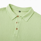  Herren Leinenhemd Poloshirts Lässig Urlaub Klassisch Kurzarm Urlaub Mode Einfach Texture Knöpfe Sommer Frühling Normale Passform Meerblau Schwarz Rosa Grün Leicht Blau Leinenhemd