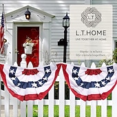  l.t l.t.home 250. Amerikan lipun viirit ulkokäyttöön, Yhdysvaltojen laskostettu viuhkalipu 1,5x3/3x6 jalkaa, amerikkalaiset viirit ulkokäyttöön, isänmaalliset koristeet, punavalkoiset ja siniset viirit, 3/6 pakkaus