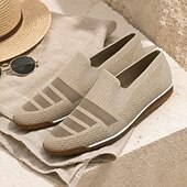 cheap Slip-On Casual Shoes-Men's Knit Slip-On Shoes, Breathable Woven Casual Loafers for Walking, Travel and Everyday Wear