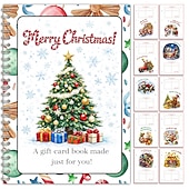  broșură cu felicitări cadou de Crăciun, suport pentru felicitări cadou de Crăciun cu 10 pagini, carte cu felicitări cadou de Crăciun Fericit pentru adulți, broșură cu felicitări cadou DIY, cadouri pentru ciorap de Crăciun, cadouri cu Moș Crăciun secret și