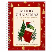  Carte organizatoare de felicitări de Crăciun Fericit, suport spiralat pentru felicitări de Crăciun cu 14 pagini tematice, carte organizatoare durabilă cu copertă cartonată pentru felicitări de