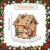 お買い得  装飾品-3Dクリスマス木製ハウスパールアートキットDIYダイヤモンドアート、ラインストーン付きジンジャーブレッドハウスクラフトキット、クリスマスオーナメントデコレーション、大人と子供向け手作りホリデーギフト