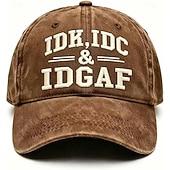 cheap Gifts-IDK IDC &amp; IDGAF Embroidery Baseball Caps, Vintage Washed Adjustable Dad Hat, Funny Sarcastic Quote Cap for Women Men, Casual Unisex Outdoor Gift