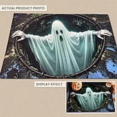  Halloween 3D Optical Illusion Doormat Floating Ghost Front Door Mat Green Haunted Grave Pumpkin Indoor Outdoor Entrance Rug Scary Halloween Porch Decor