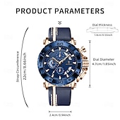 voordelige Quartz-horloges-POEDAGAR Heren Quartz Horloge Leren Band Luminous Wijzers Chronograaf Datumweergave Zakelijk Dress Gouden Kleur Horloge voor Heren Kerst Verjaardag Jubileum Cadeau voor Heren Dagelijks Zakelijk
