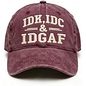 cheap Gifts-IDK IDC &amp; IDGAF Embroidery Baseball Caps, Vintage Washed Adjustable Dad Hat, Funny Sarcastic Quote Cap for Women Men, Casual Unisex Outdoor Gift