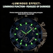 voordelige Quartz-horloges-POEDAGAR Heren Quartz Horloge Leren Band Luminous Wijzers Chronograaf Datumweergave Zakelijk Dress Gouden Kleur Horloge voor Heren Kerst Verjaardag Jubileum Cadeau voor Heren Dagelijks Zakelijk