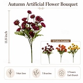  12 pachete de flori artificiale de toamnă, margarete, rezistente la UV, buchete de crizanteme artificiale, flori artificiale realiste, care nu se decolorează, pentru jardiniere în aer liber, verandă,