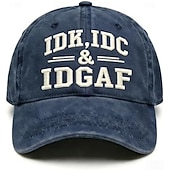 cheap Gifts-IDK IDC &amp; IDGAF Embroidery Baseball Caps, Vintage Washed Adjustable Dad Hat, Funny Sarcastic Quote Cap for Women Men, Casual Unisex Outdoor Gift